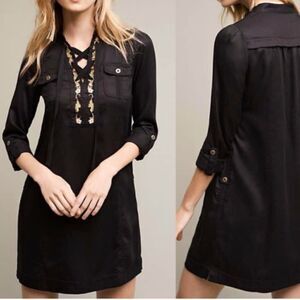 Chelsea & Theodore Black embroidered shirt dress large